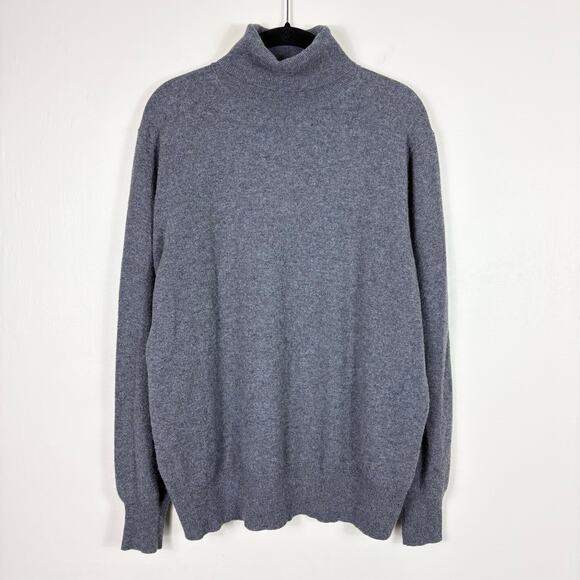 Theory Gray Relaxed Fit Soft Cashmere Knit Long Sleeve Turtleneck Sweater - Picture 1 of 9